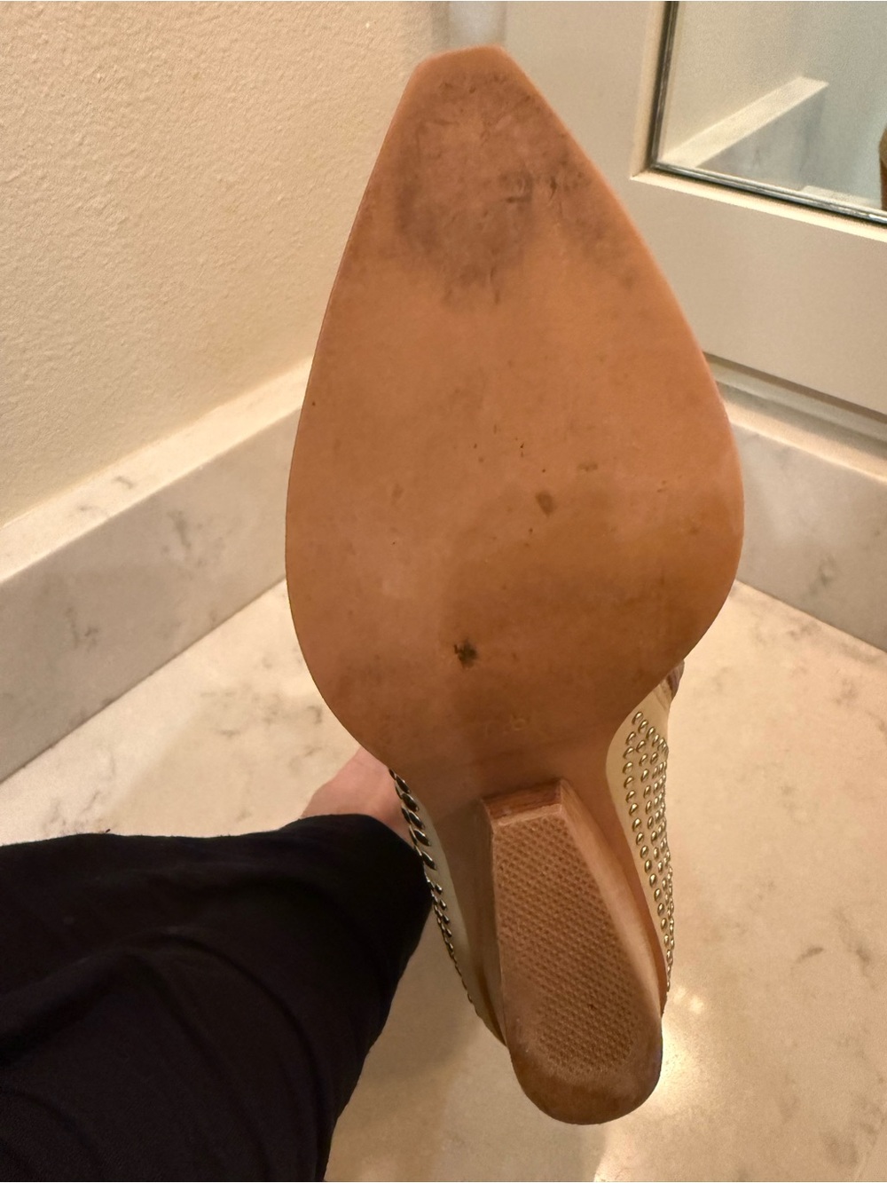 Jeffrey Campbell Beige Studded Pointed-Toe Ankle Boots - Picture 5 of 6